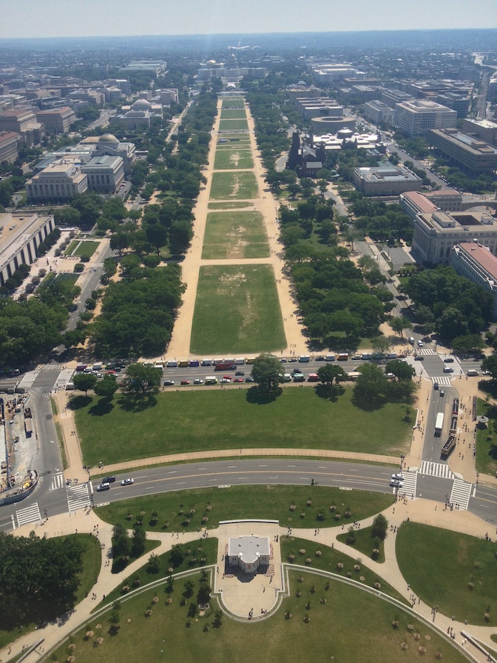 View from top of Washington Monument facing the Capitol building