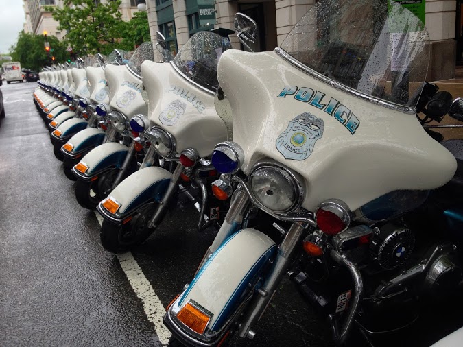 Police bikes in Penn Quarter in NW Washington DC