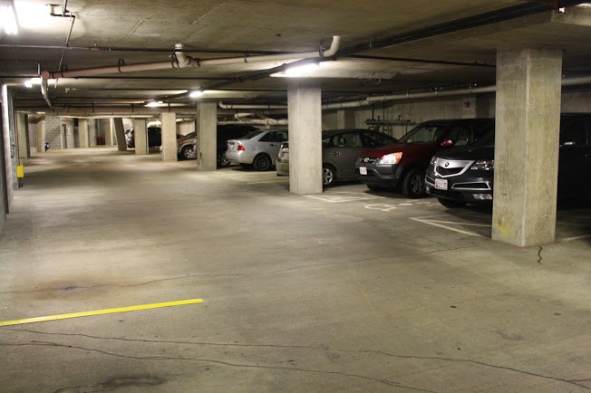 Parking garage at 400 Massachusetts Ave condo building