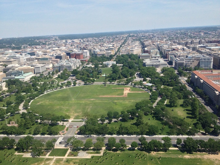 View from top of Washington Monument facing The White House